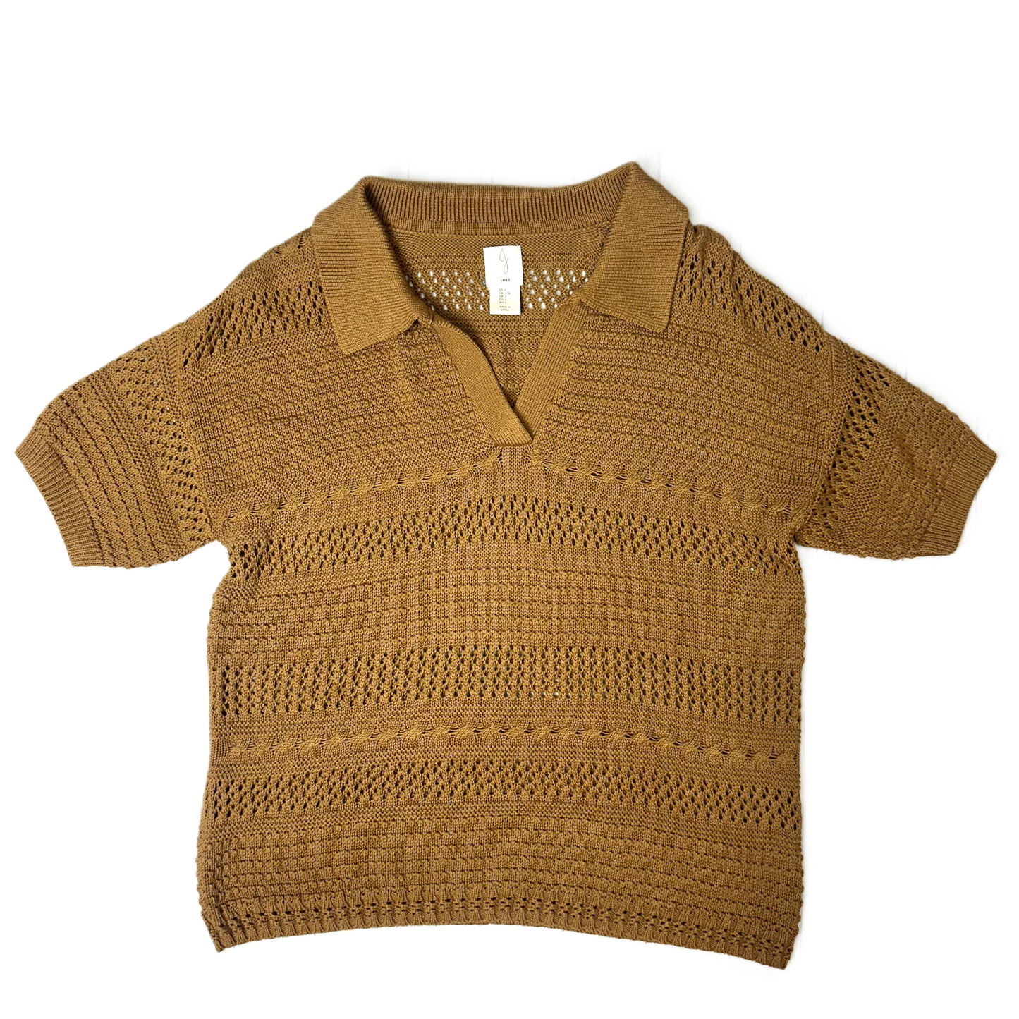 Sweater Short Sleeve By Joie In Brown, Size: L