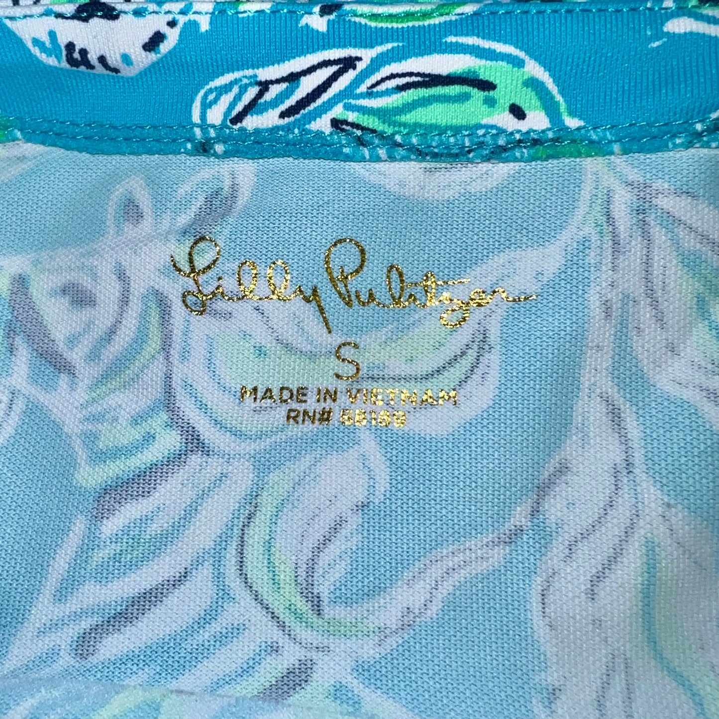 Top 3/4 Sleeve Designer By Lilly Pulitzer In Blue & Green, Size: S