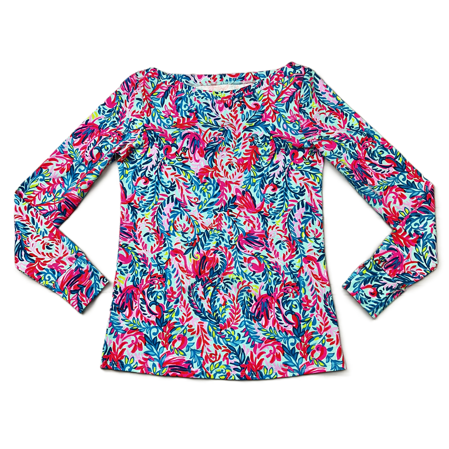 Top Long Sleeve Designer By Lilly Pulitzer In Blue & Pink, Size: S