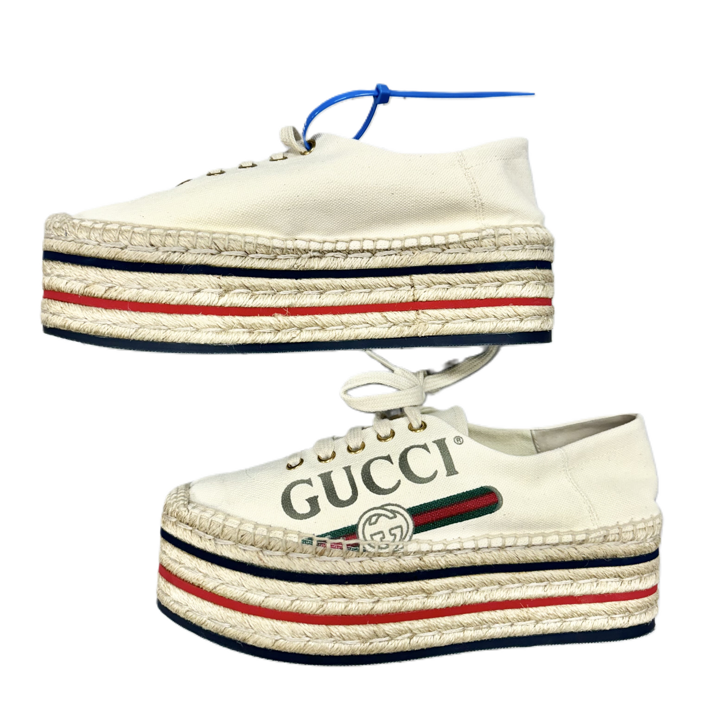 Shoes Luxury Designer By Gucci In Cream, Size: 8