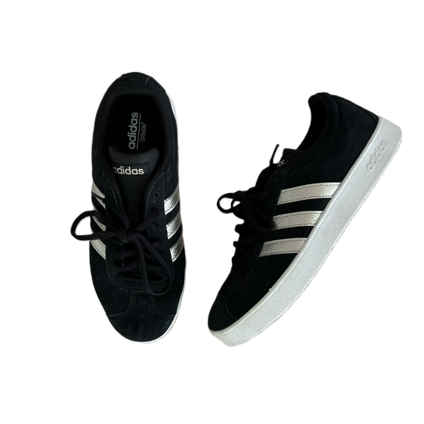 Shoes Sneakers By Adidas In Black & Silver, Size: 8.5