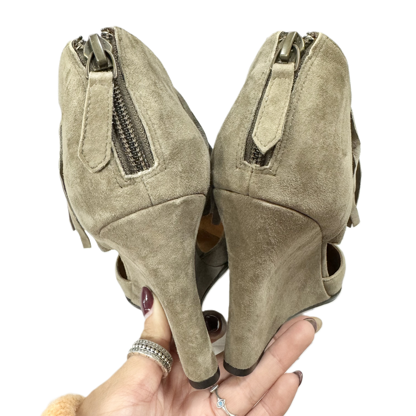 Shoes Heels Wedge By Linea Paolo In Taupe, Size: 9