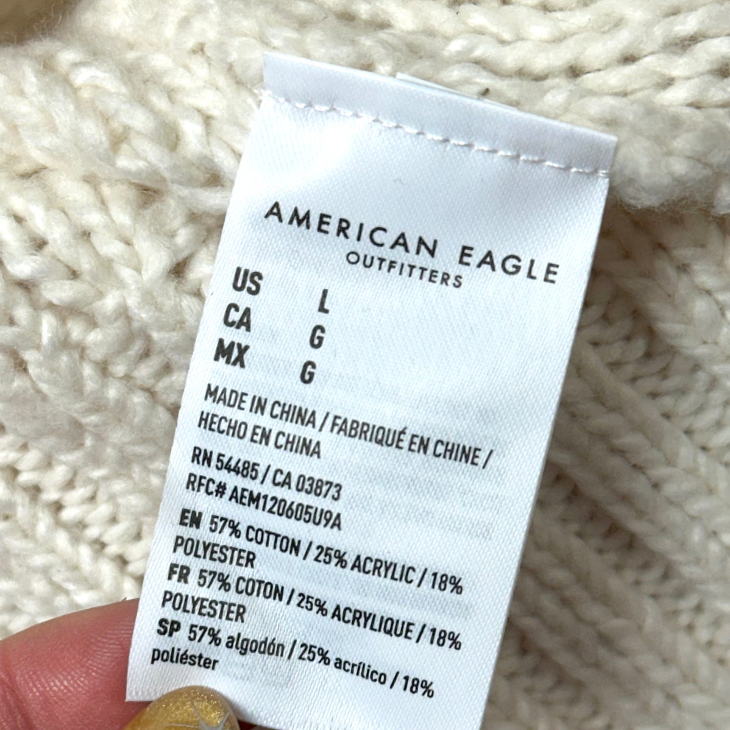 Sweater By American Eagle In Cream, Size: L