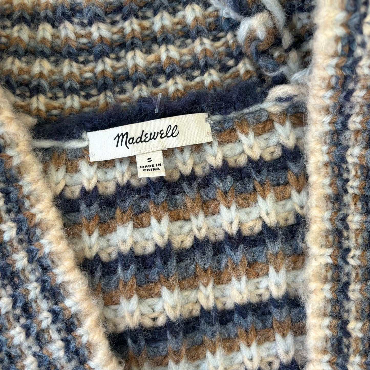 Sweater Cardigan By Madewell In Striped Pattern, Size: S