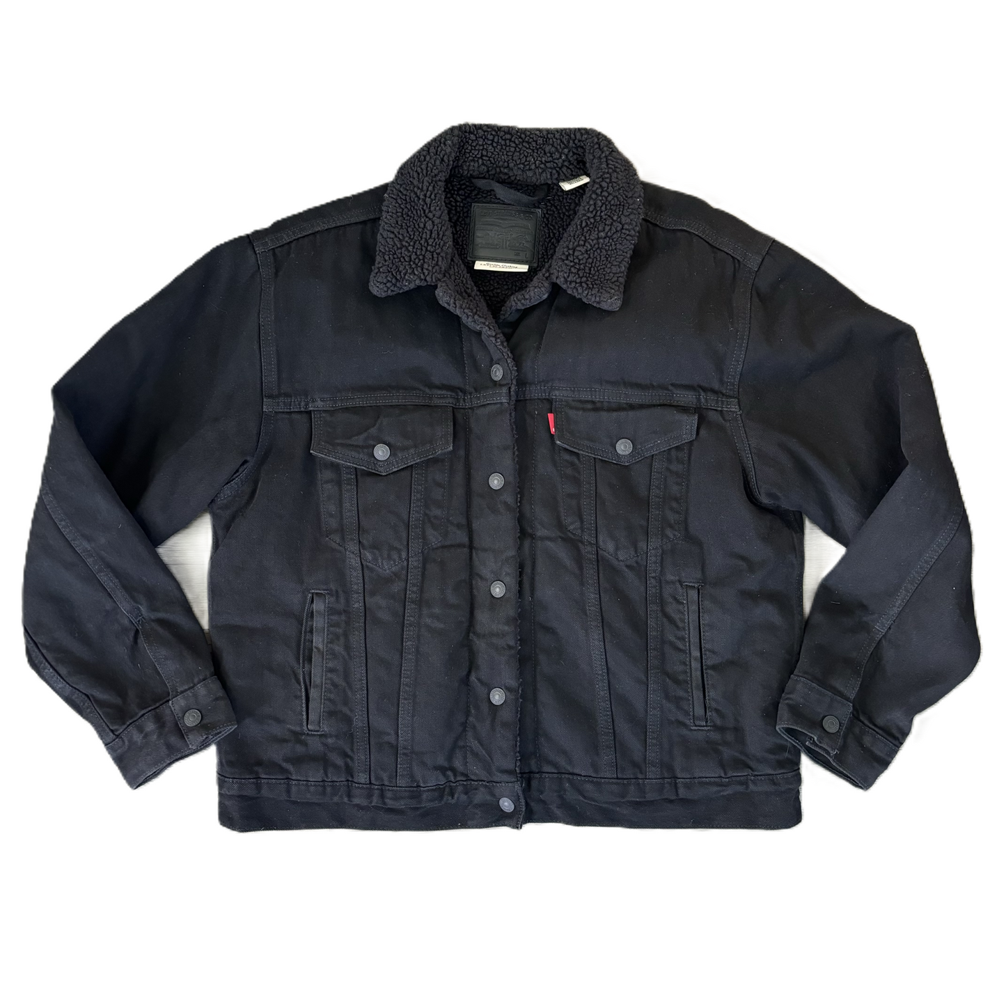 Jacket Denim By Levis In Black Denim, Size: L