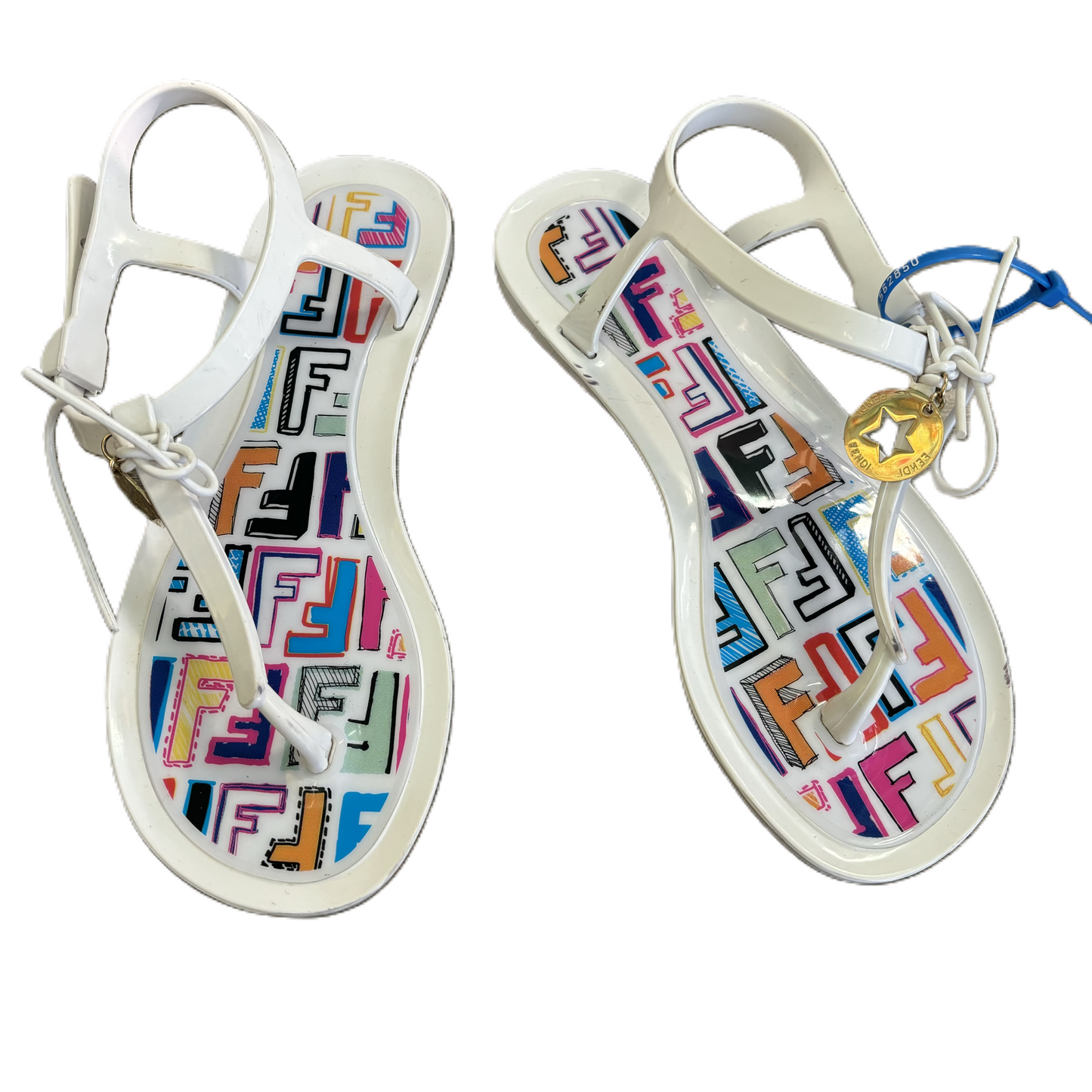 Sandals Luxury Designer By Fendi In White, Size: 6