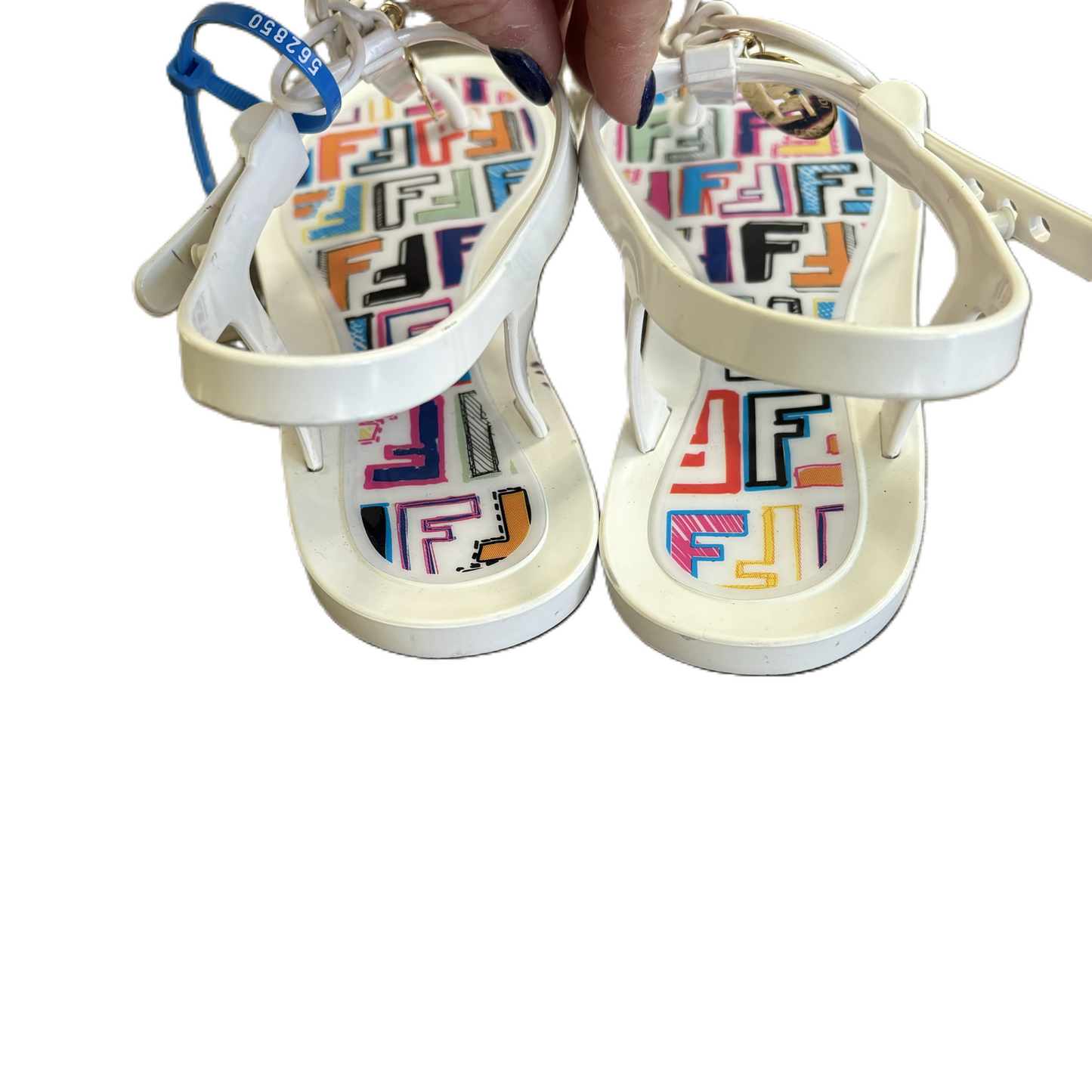 Sandals Luxury Designer By Fendi In White, Size: 6