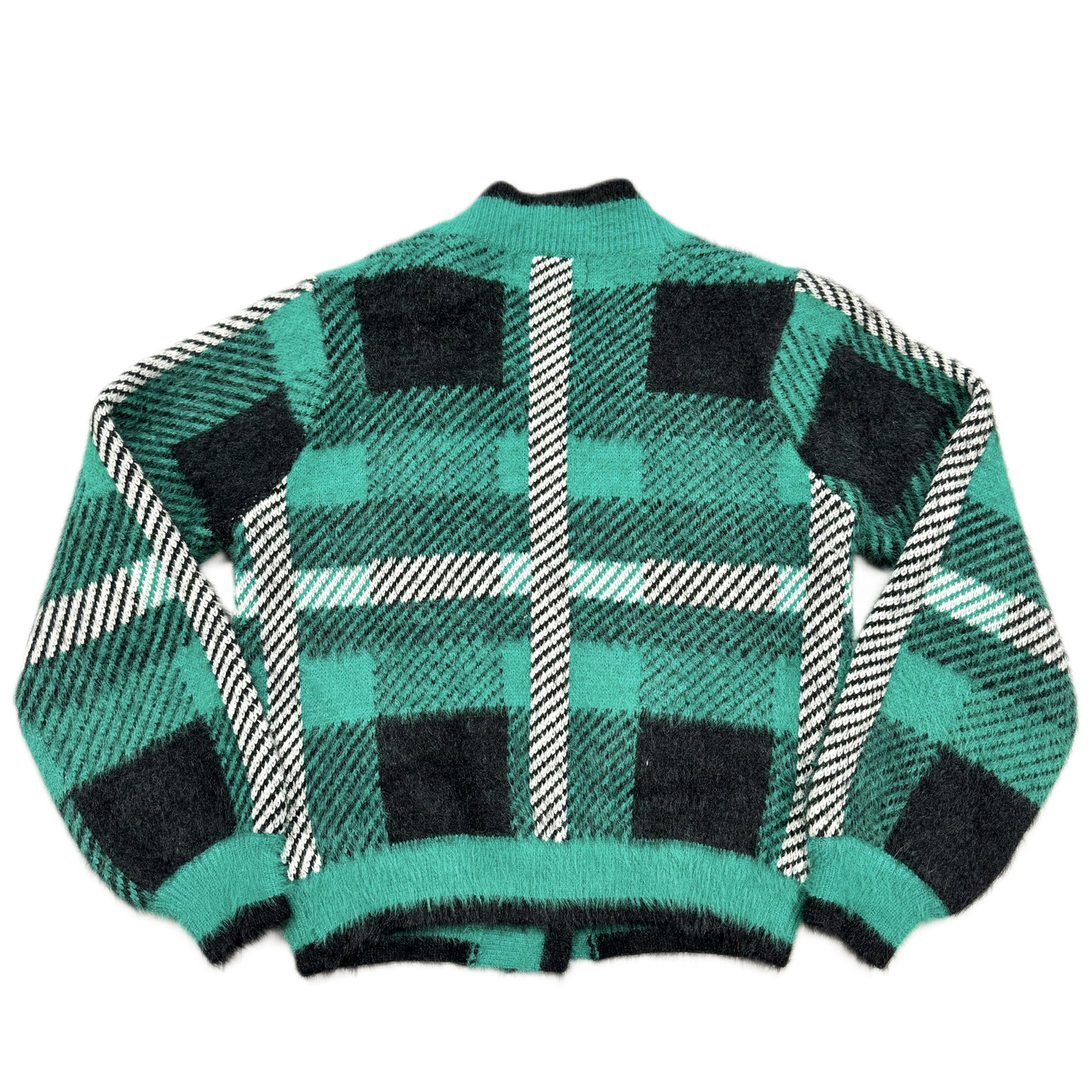 Sweater Cardigan By English Factory In Plaid Pattern, Size: S