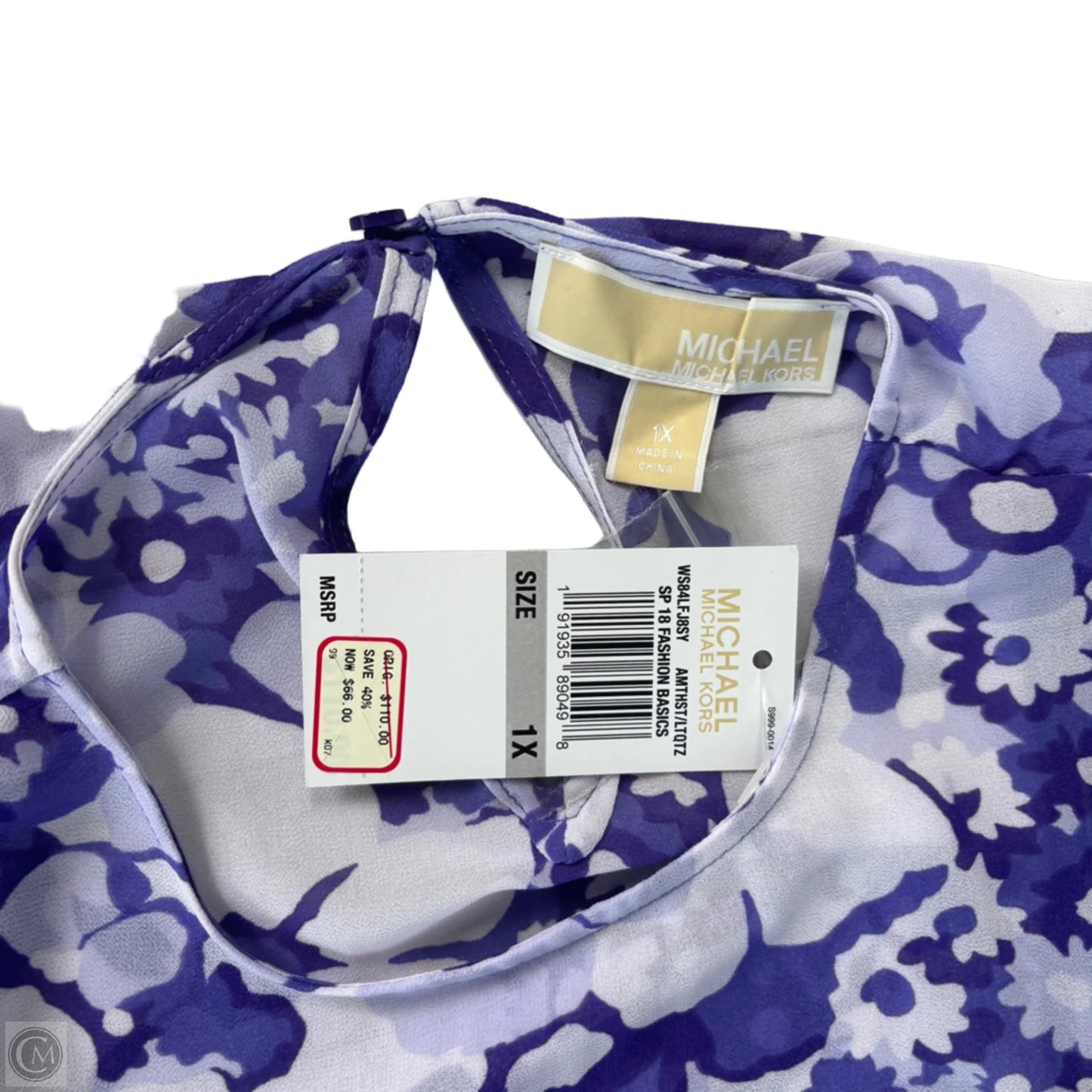 Blouse 3/4 Sleeve By Michael By Michael Kors In Floral Print, Size: 1x
