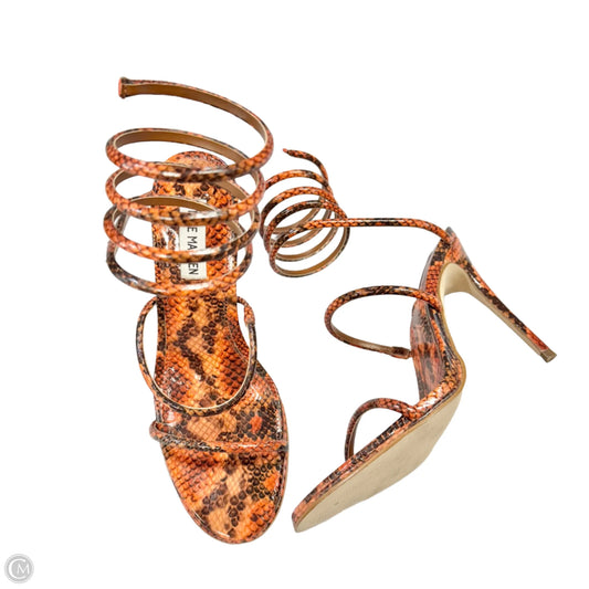 Sandals Heels Stiletto By Steve Madden In Snakeskin Print, Size: 9.5