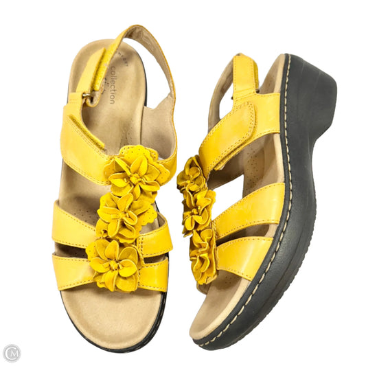 Sandals Heels Wedge By Clarks In Yellow, Size: 9