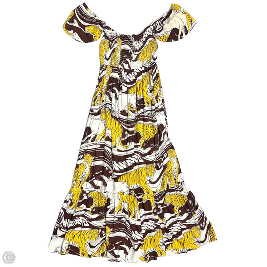 Dress Casual Maxi By Anthropologie In Brown & Yellow, Size: Xs