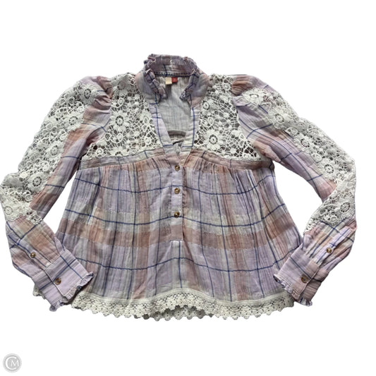 Top Long Sleeve By Pilcro In Plaid Pattern, Size: Xs