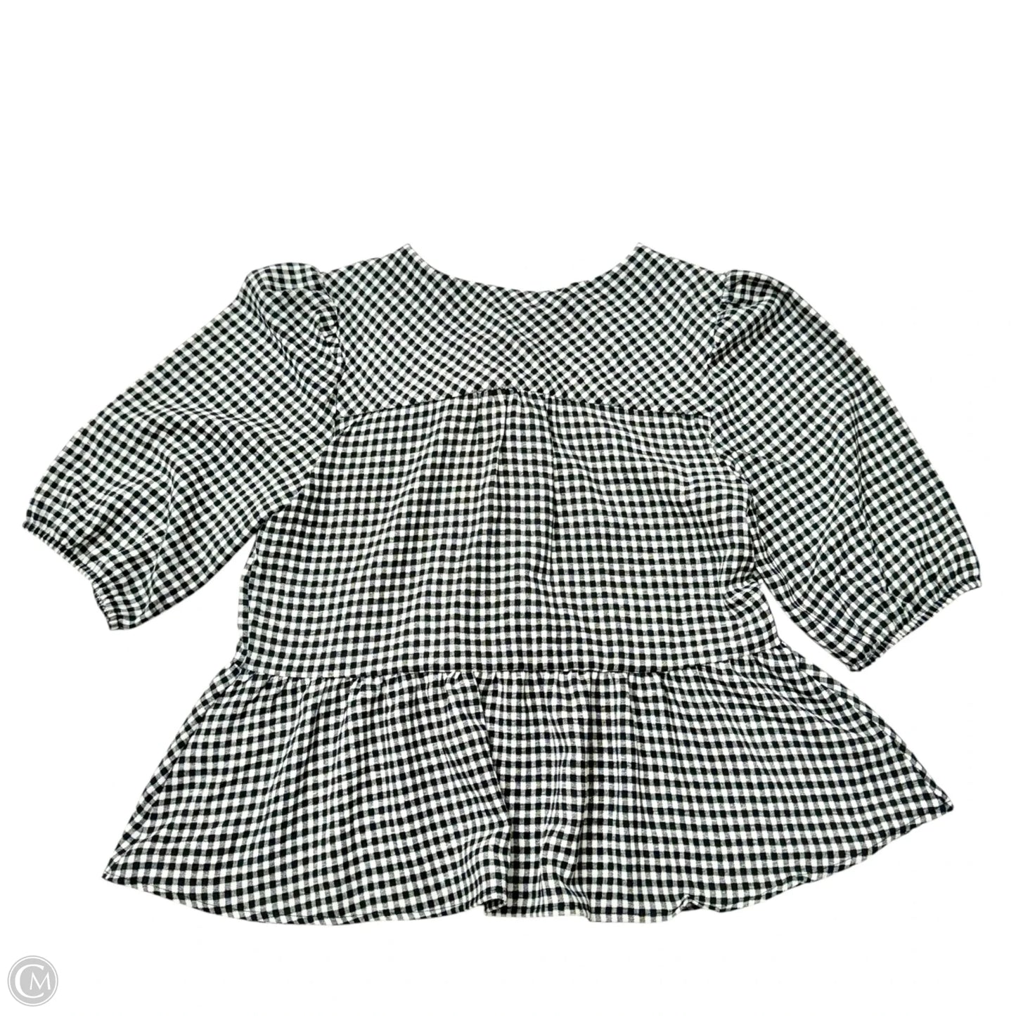 Top Short Sleeve By Monteau In Checkered Pattern, Size: M
