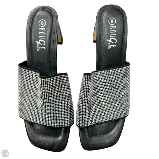 Sandals Heels Block By Rouge In Black & Silver, Size: 8