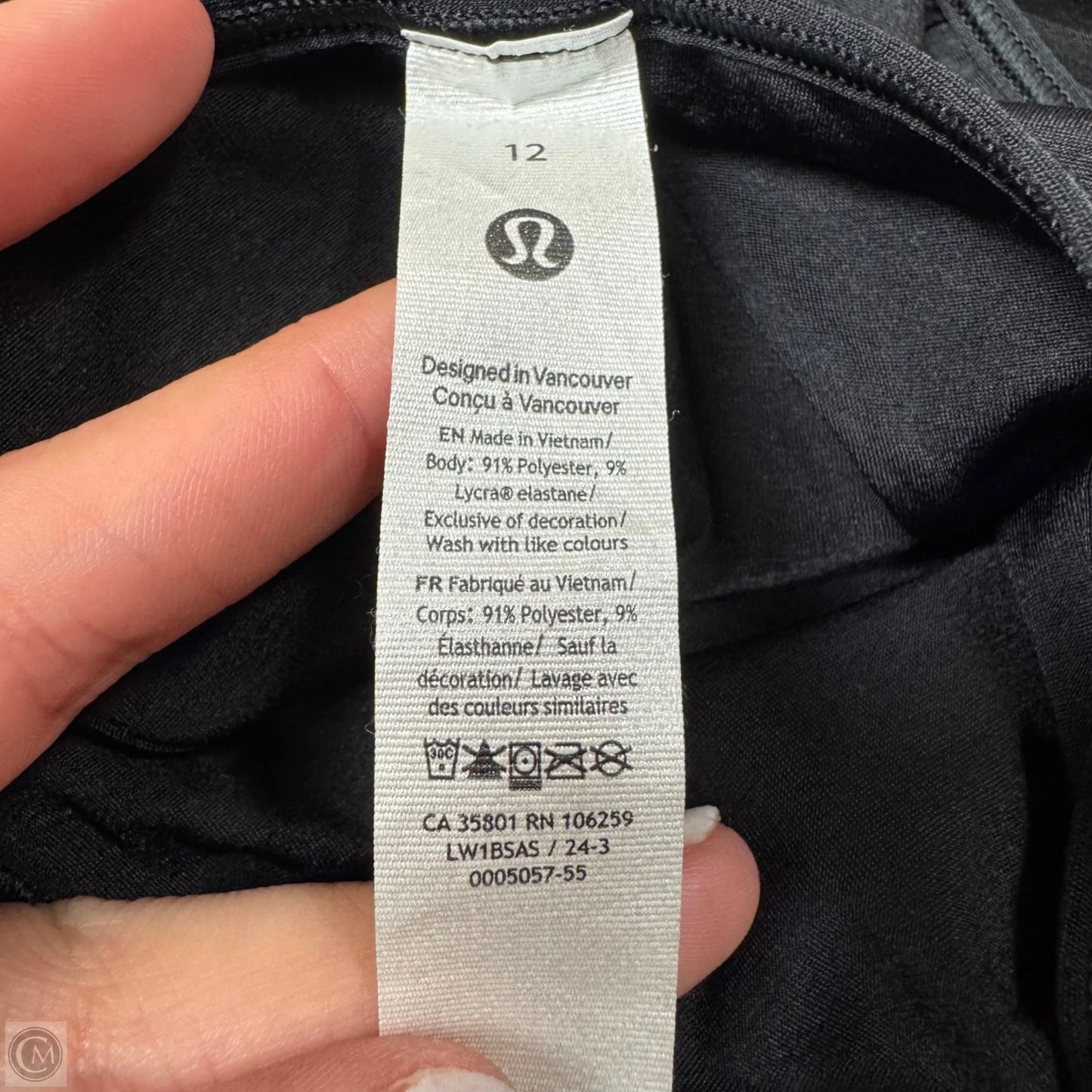 Athletic Tank Top By Lululemon In Black, Size: L