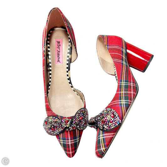 Shoes Heels Block By Betsey Johnson In Plaid Pattern, Size: 8.5