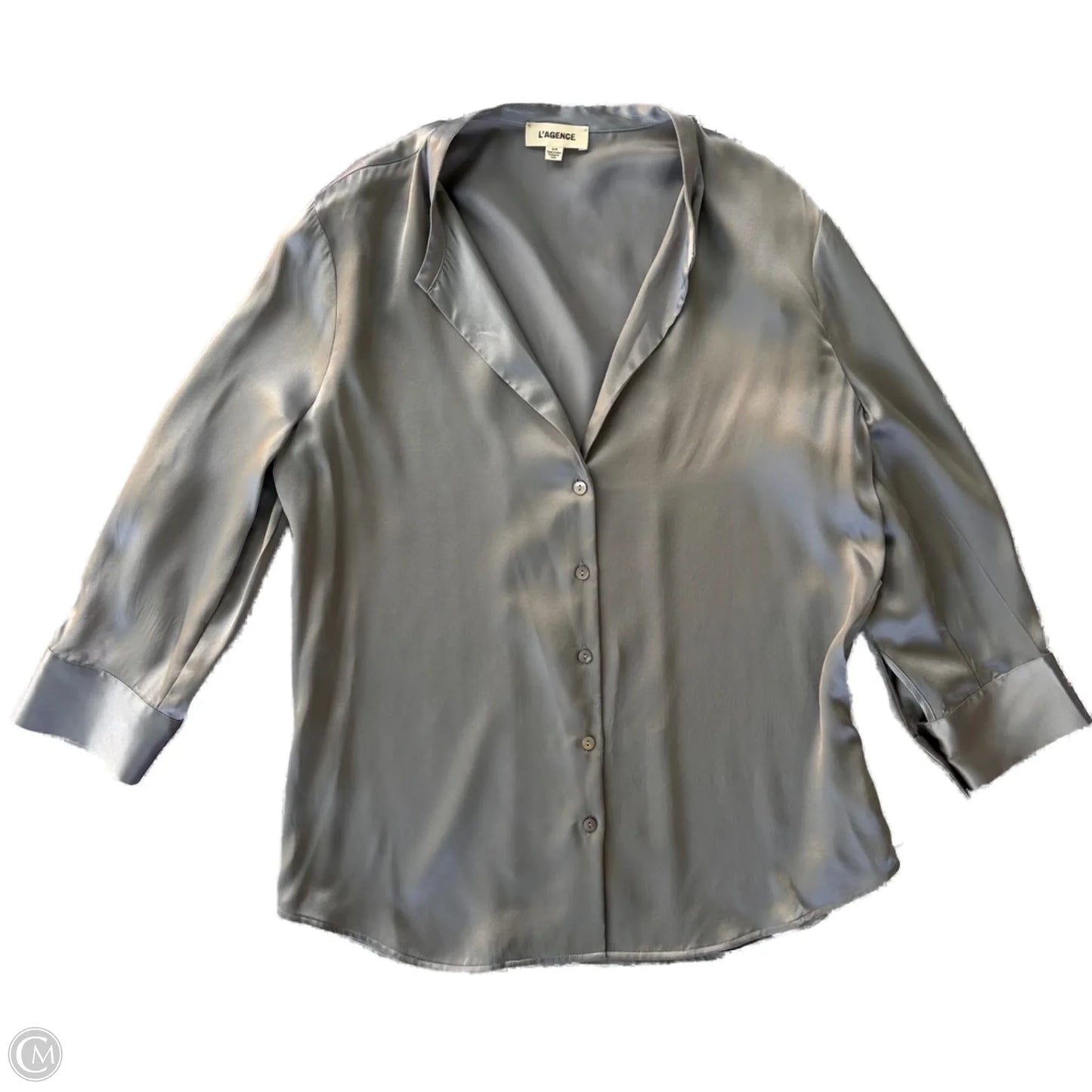 Blouse Long Sleeve By L Agence In Grey, Size: S