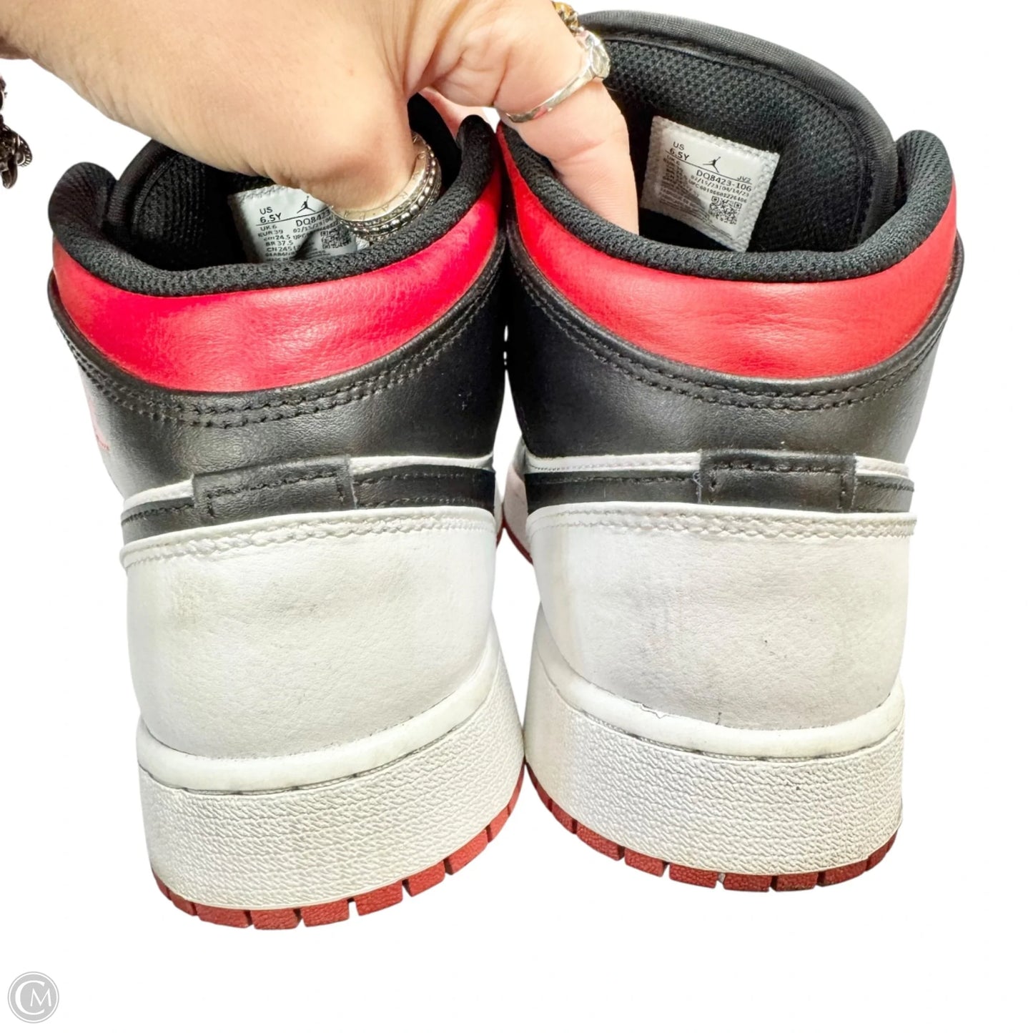 Shoes Luxury Designer By Jordan In Black & Red, Size: 8.5