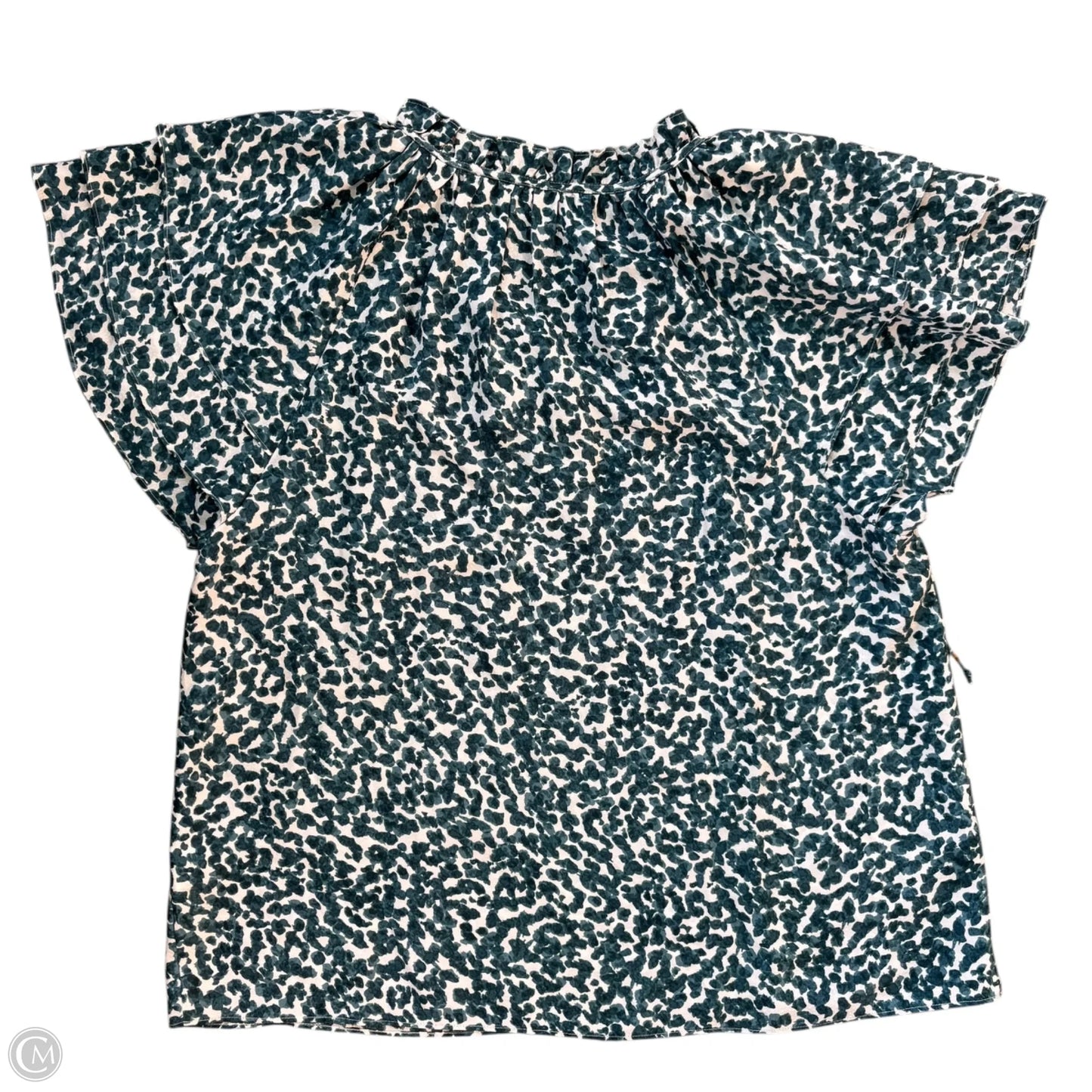Blouse Short Sleeve By Marie Oliver In Blue & White, Size: M
