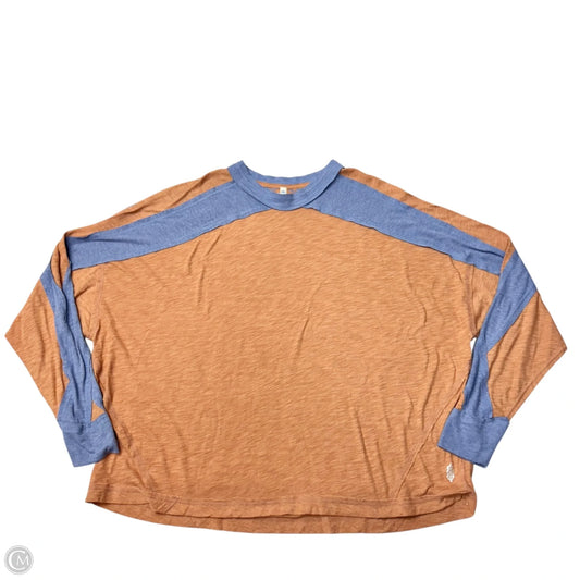 Top Long Sleeve By Free People In Blue & Brown, Size: L