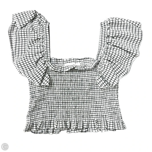 Top Short Sleeve By Maeve In Checkered Pattern, Size: L