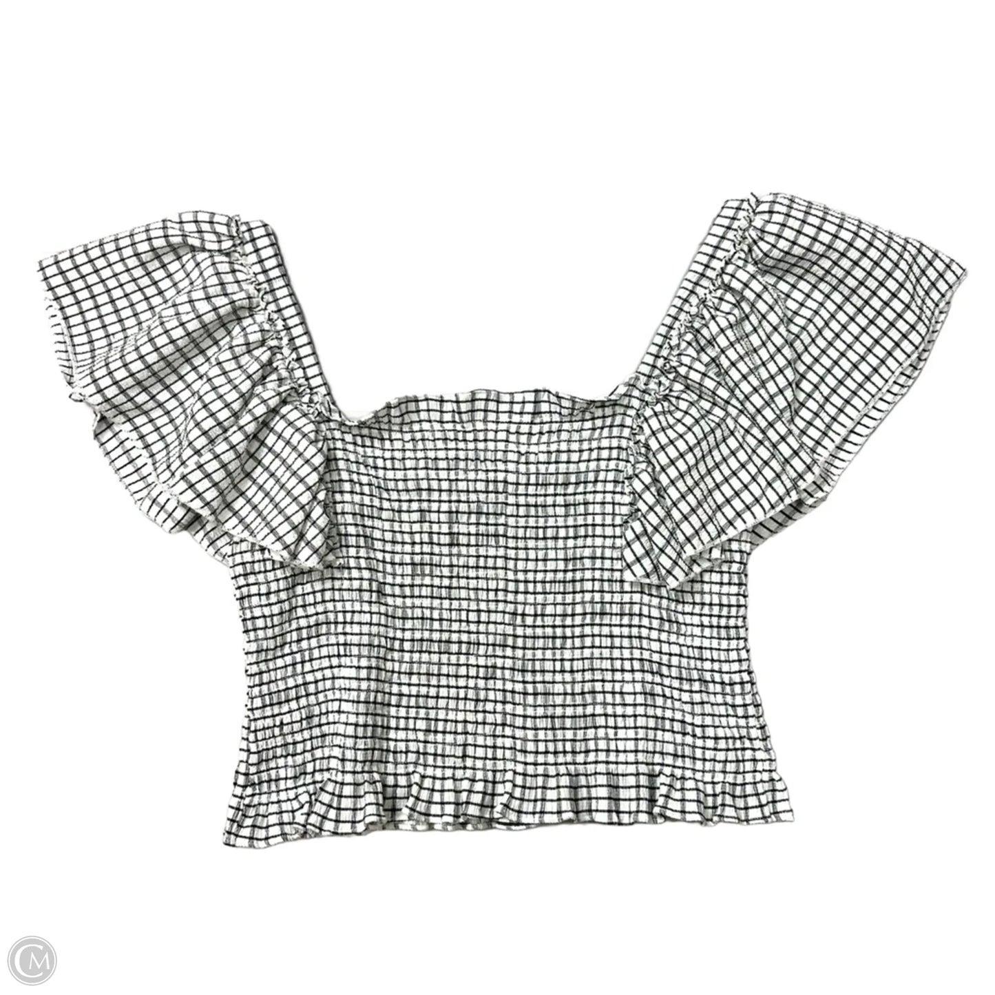 Top Short Sleeve By Maeve In Checkered Pattern, Size: L