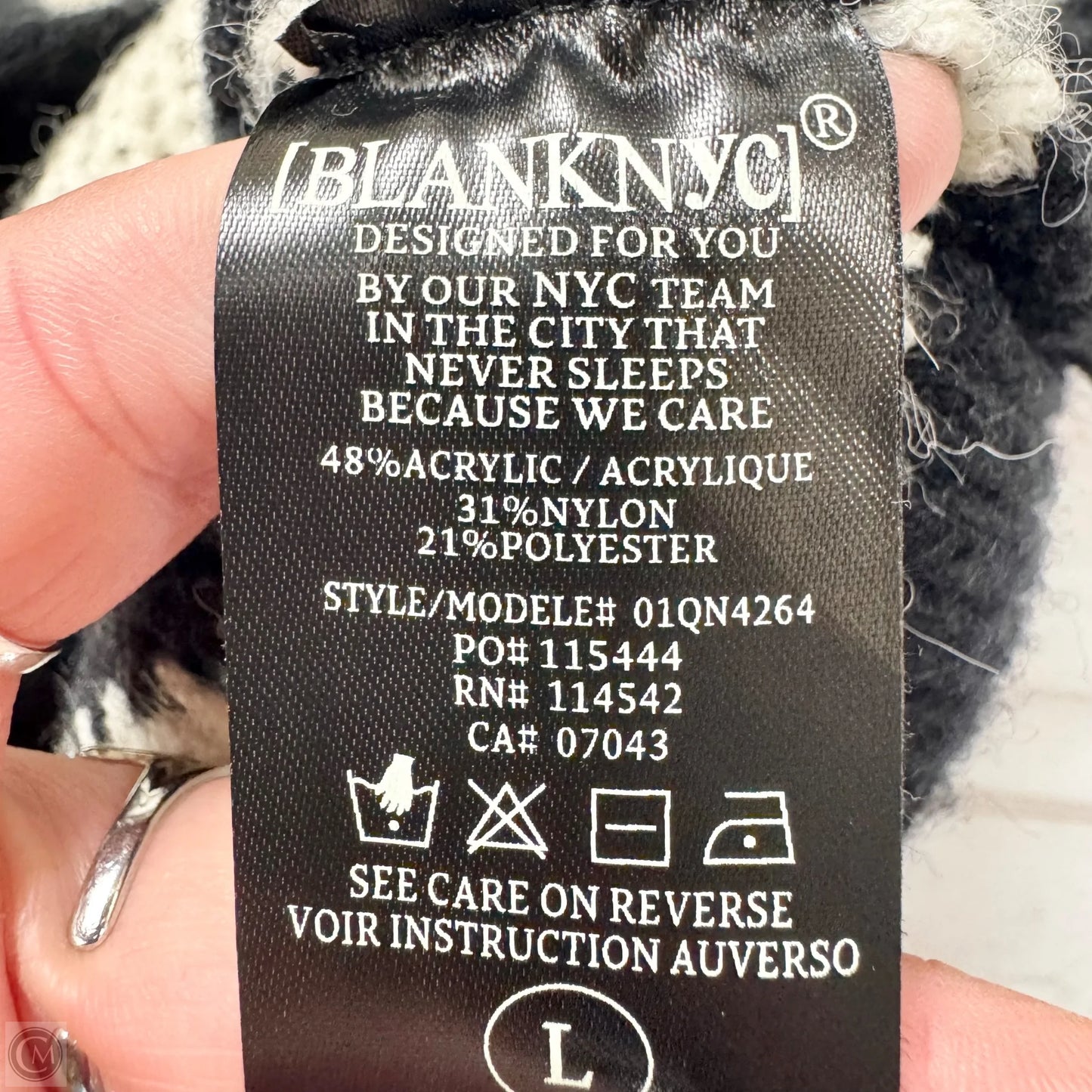 Sweater By Blanknyc In Black & White, Size: L