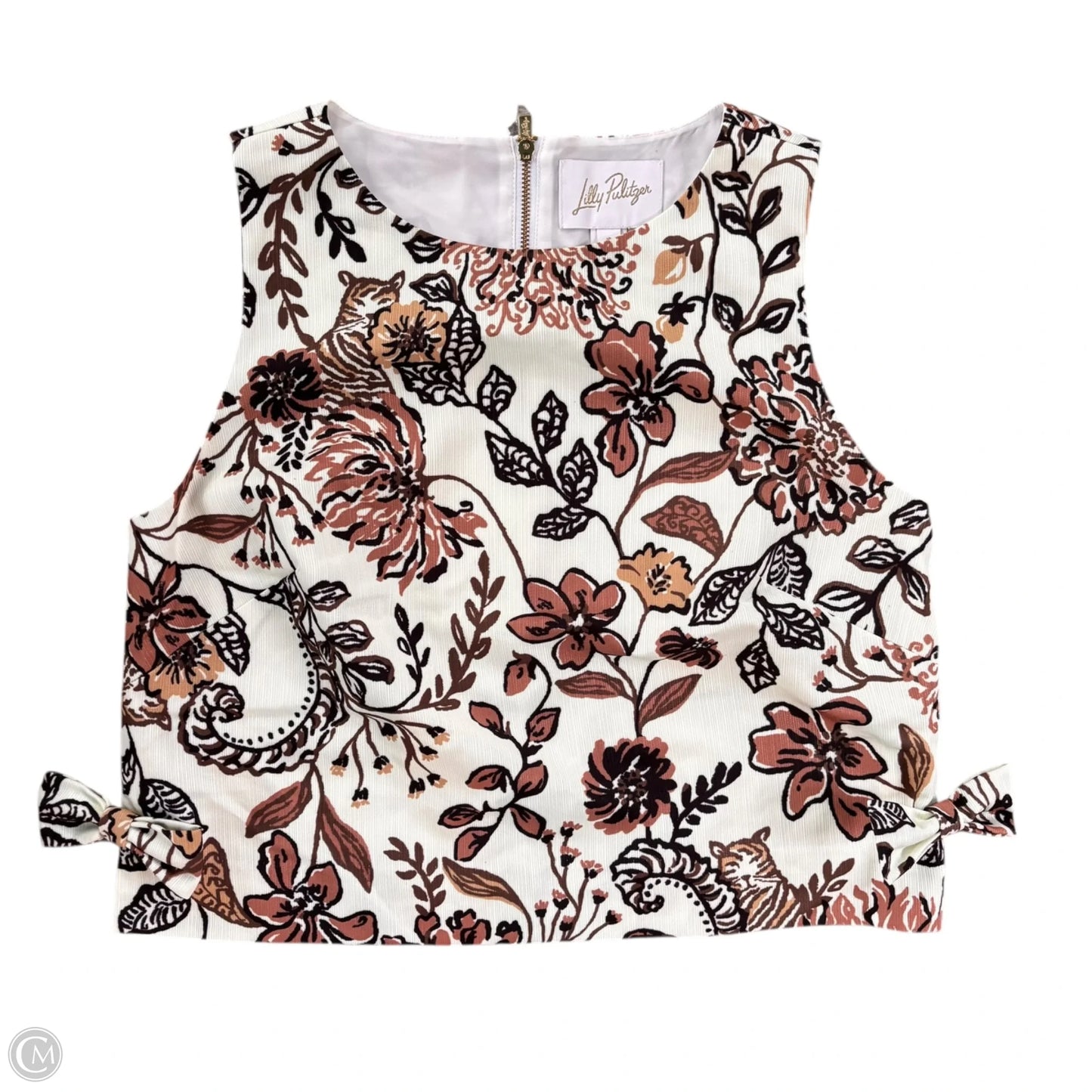 Top Sleeveless Designer By Lilly Pulitzer In Brown & White, Size: S