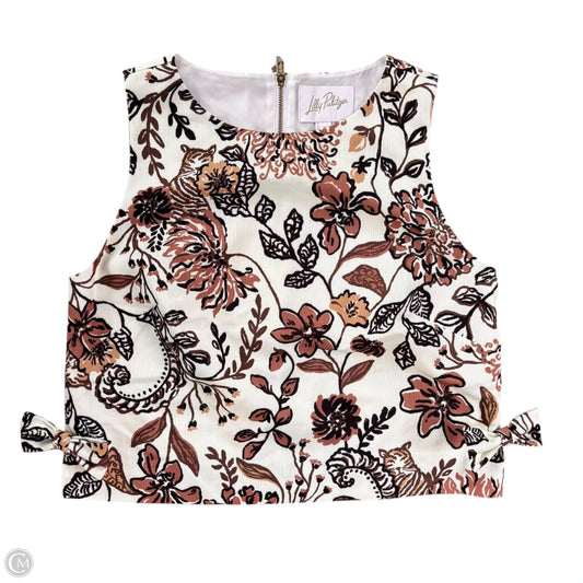 Top Sleeveless Designer By Lilly Pulitzer In Brown & White, Size: S