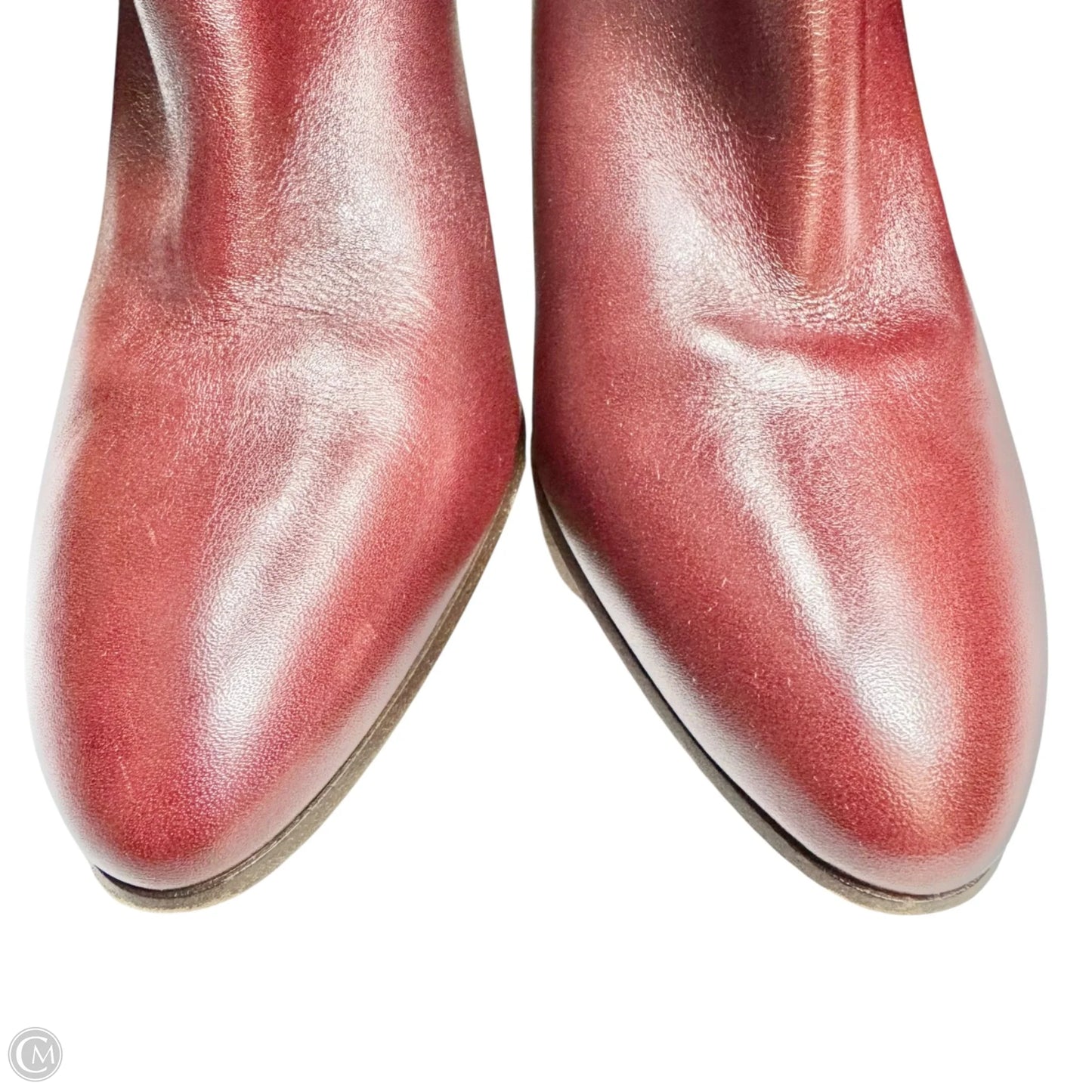 Boots Luxury Designer By Chloe In Maroon, Size: 9.5