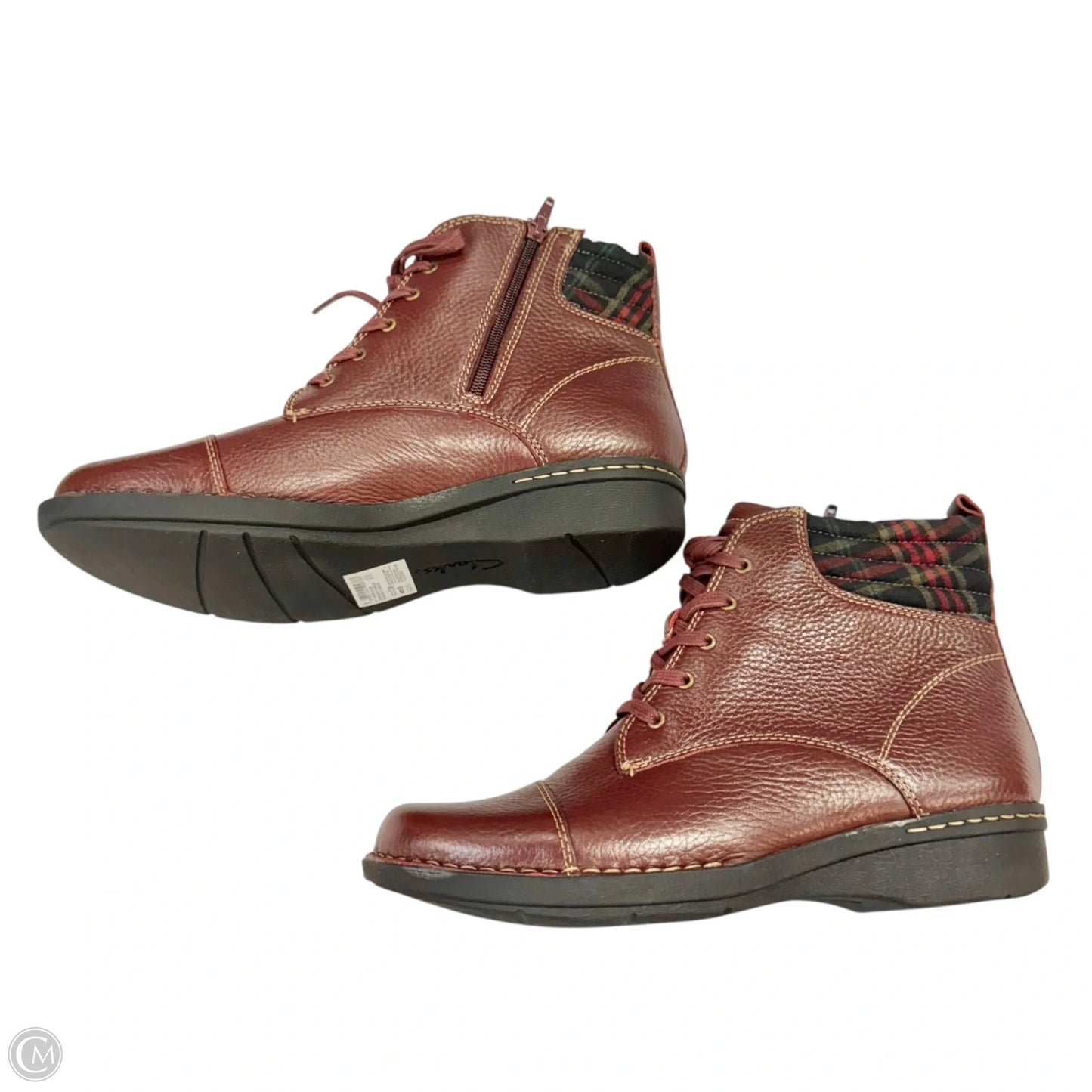 Boots Leather By Clarks In Maroon, Size: 10