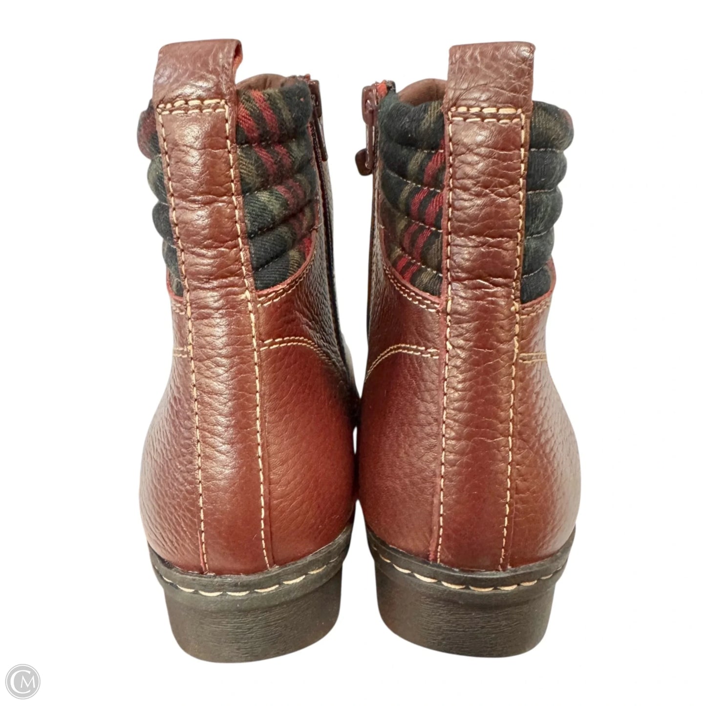 Boots Leather By Clarks In Maroon, Size: 10