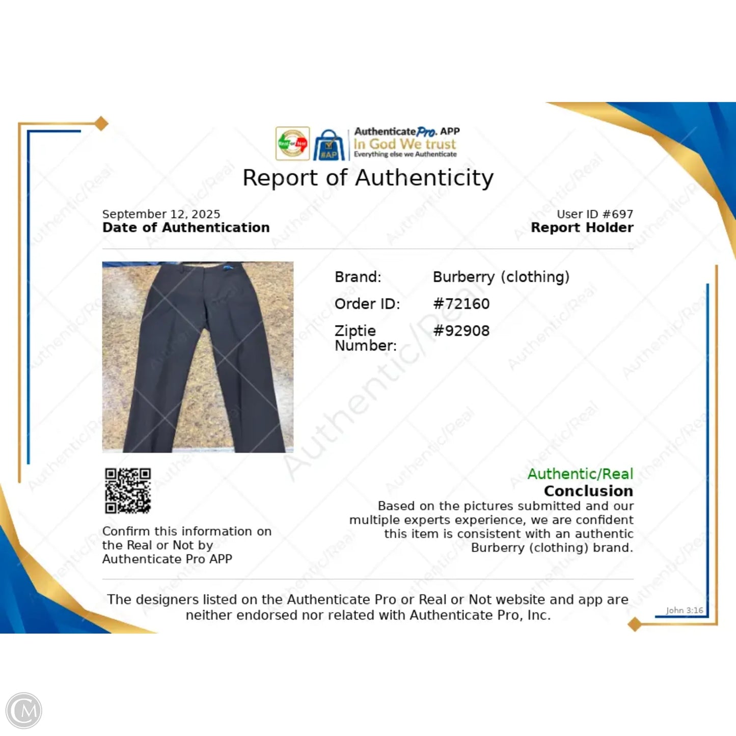 Pants Luxury Designer By Burberry In Black, Size: 0