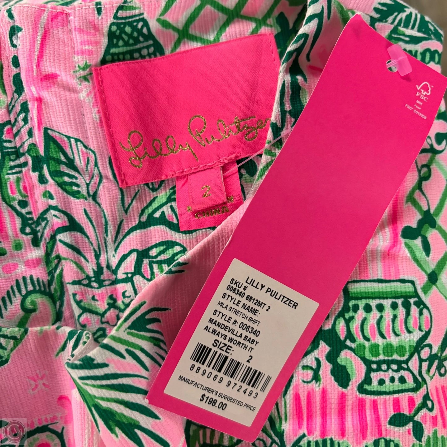 Dress Designer By Lilly Pulitzer In Green & Pink, Size: Xs