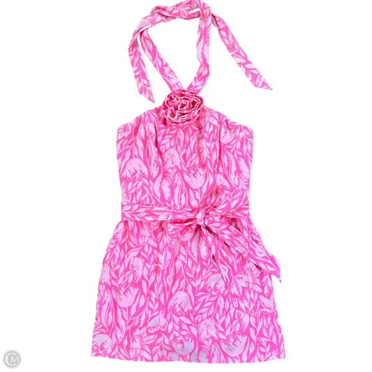Romper Designer By Lilly Pulitzer In Pink & White, Size: S