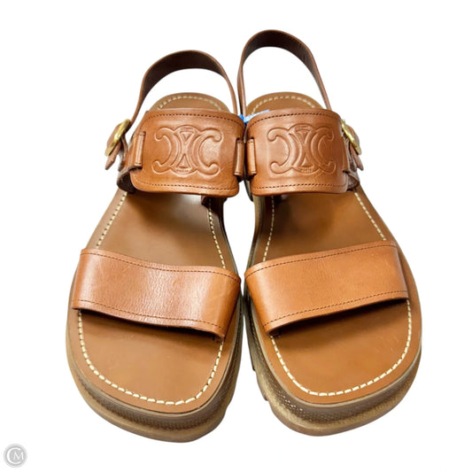 Sandals Luxury Designer By Celine In Brown, Size: 9.5