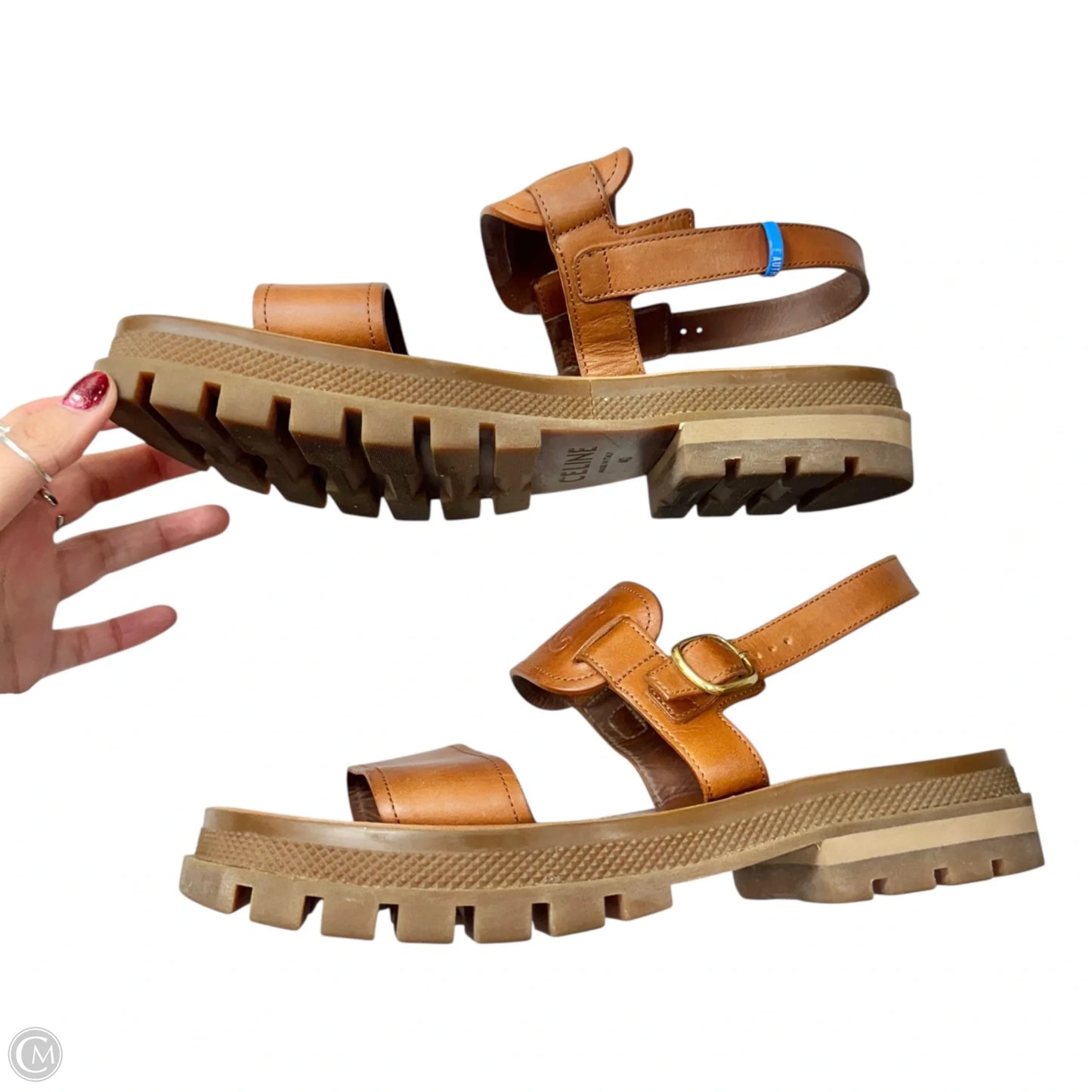 Sandals Luxury Designer By Celine In Brown, Size: 9.5