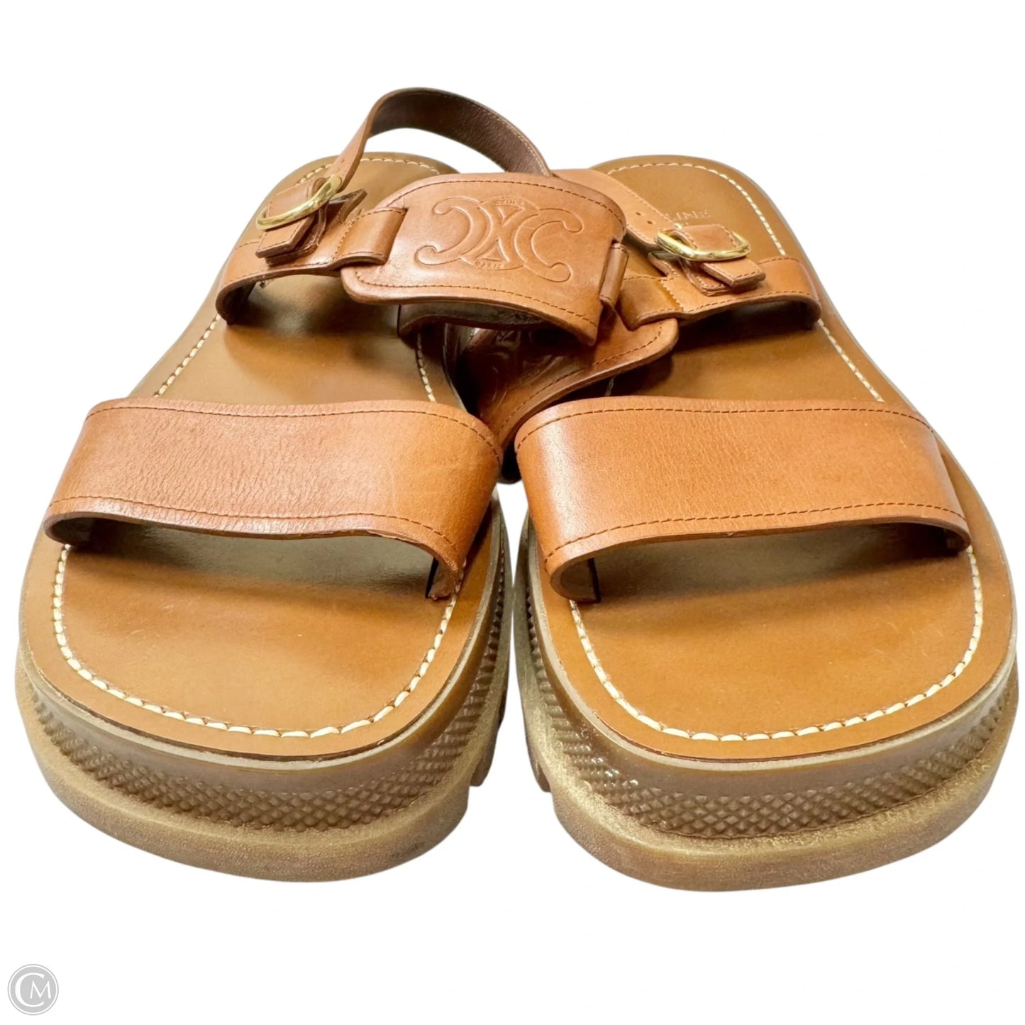 Sandals Luxury Designer By Celine In Brown, Size: 9.5