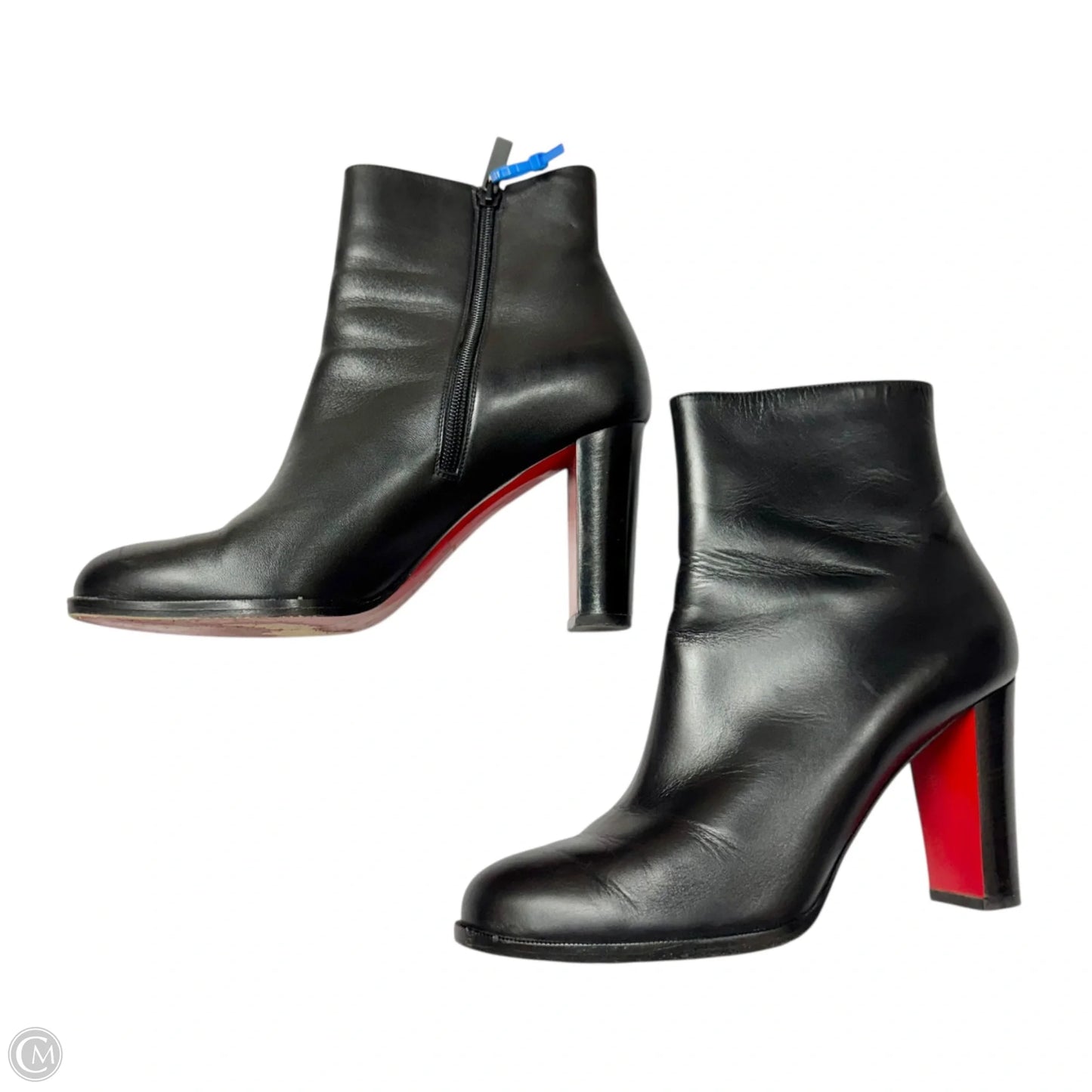 Boots Luxury Designer By Christian Louboutin In Black, Size: 9.5