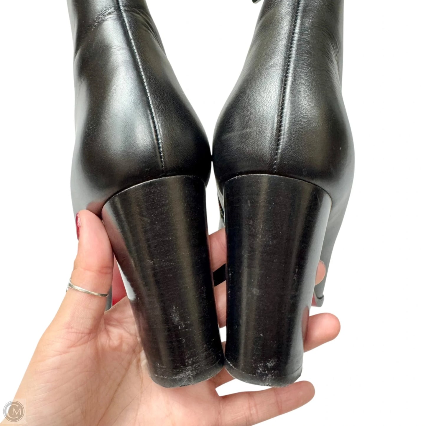 Boots Luxury Designer By Christian Louboutin In Black, Size: 9.5