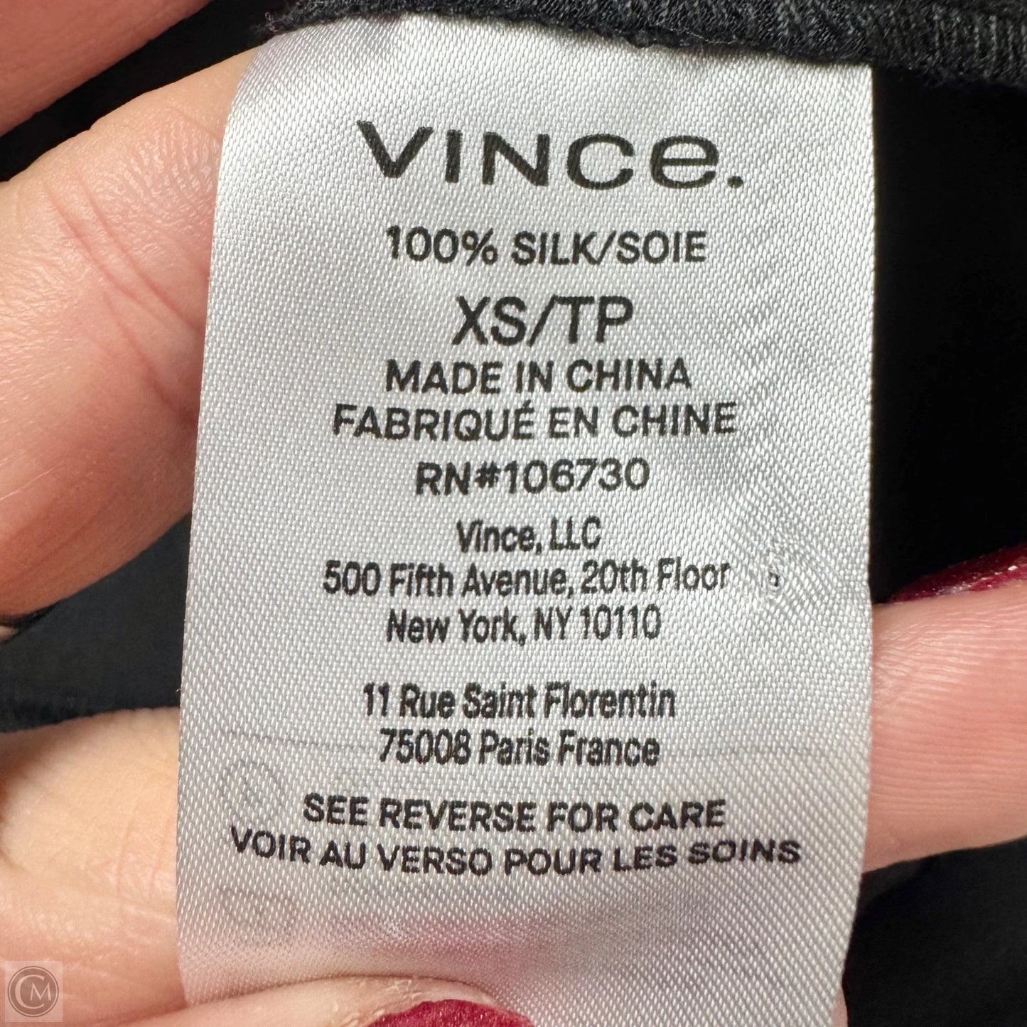 Blouse Long Sleeve By Vince In Black, Size: Xs