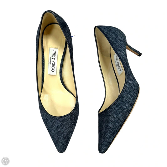 Shoes Luxury Designer By Jimmy Choo In Navy, Size: 8.5