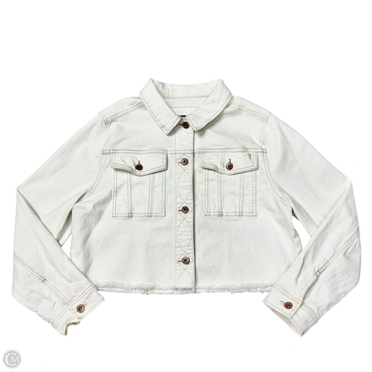 Jacket Designer By Frye In White Denim, Size: Xl