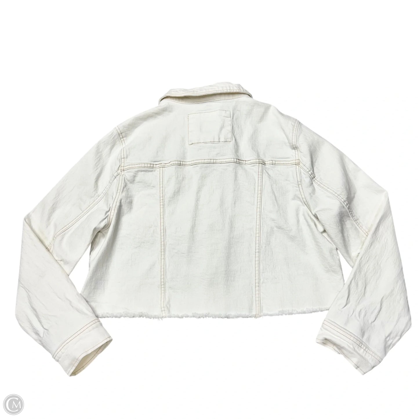 Jacket Designer By Frye In White Denim, Size: Xl
