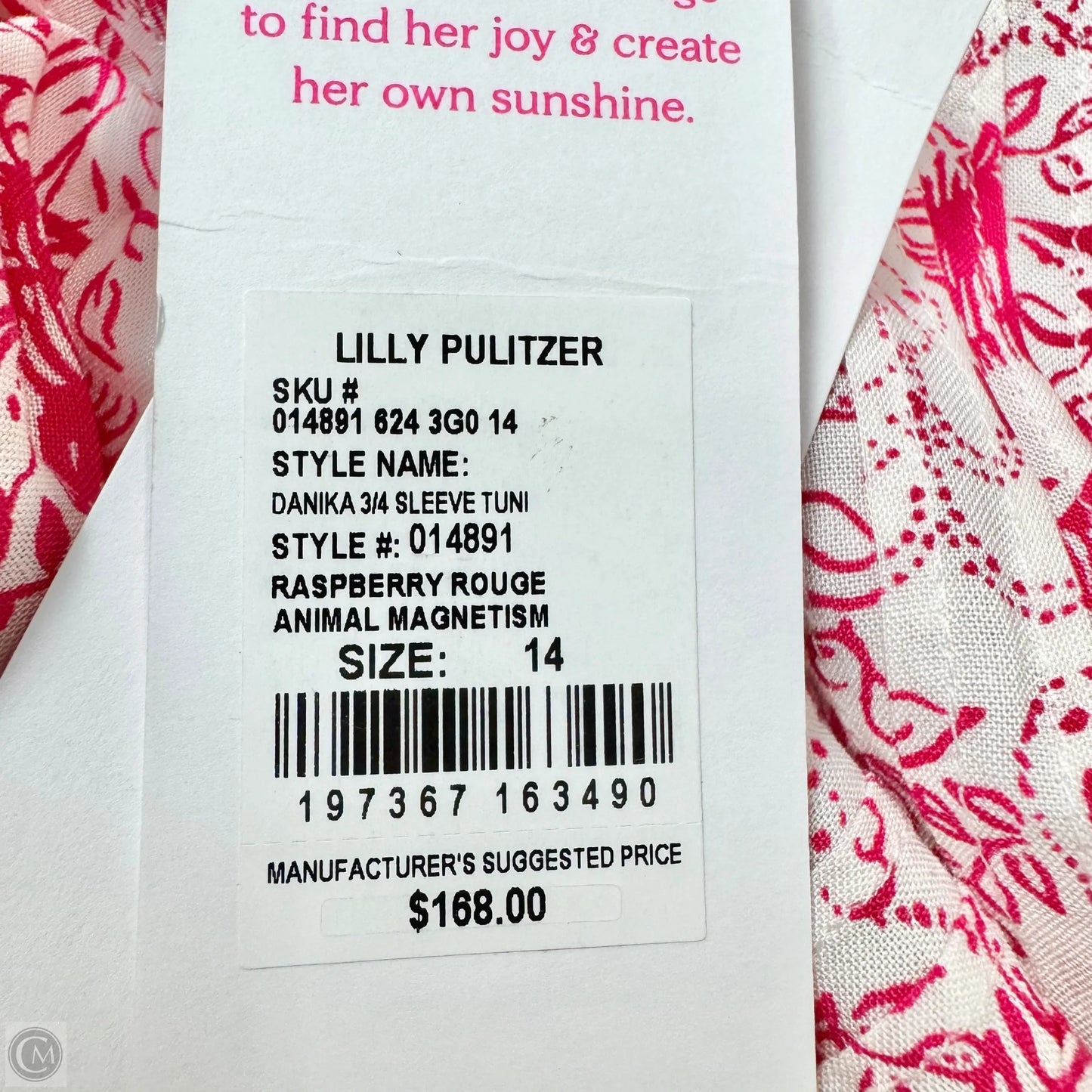 Tunic Designer By Lilly Pulitzer In Pink & White, Size: L