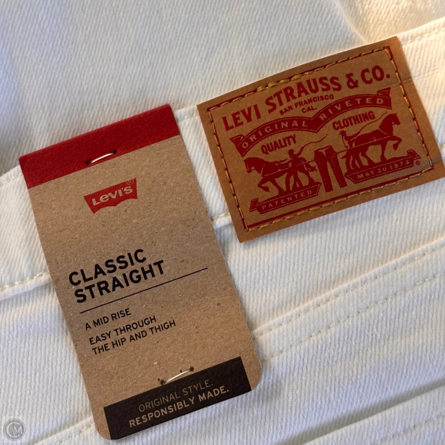 Jeans Straight By Levis In White Denim, Size: 14