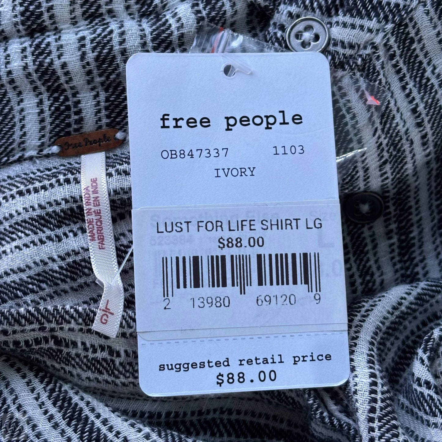 Top Long Sleeve By Free People In Striped Pattern, Size: L