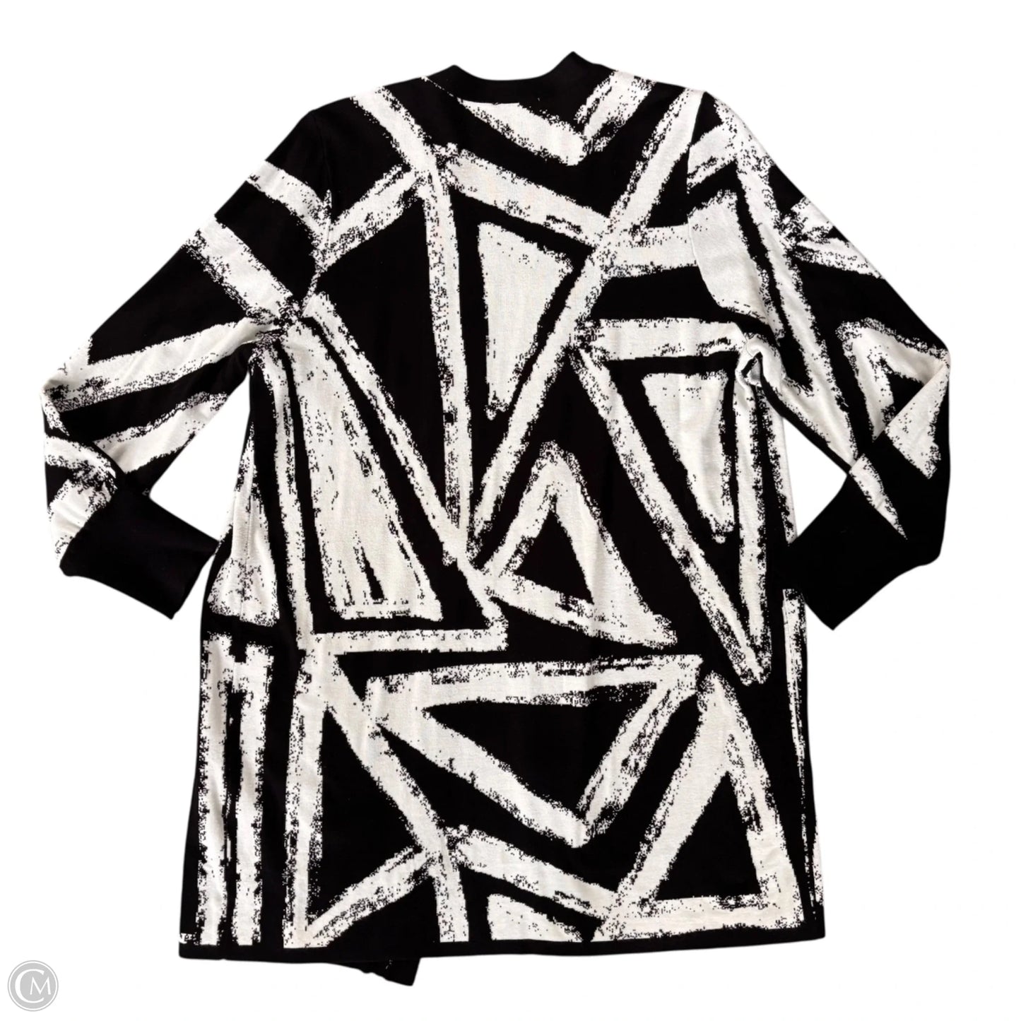 Sweater Cardigan By Chicos In Black & White, Size: L