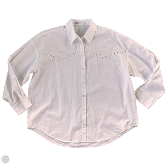 Top Long Sleeve By Zara In White, Size: M